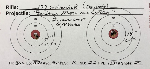 18 Yard Test Target with Benjamin 10.5 Gr Pellets.10.26.23.jpg