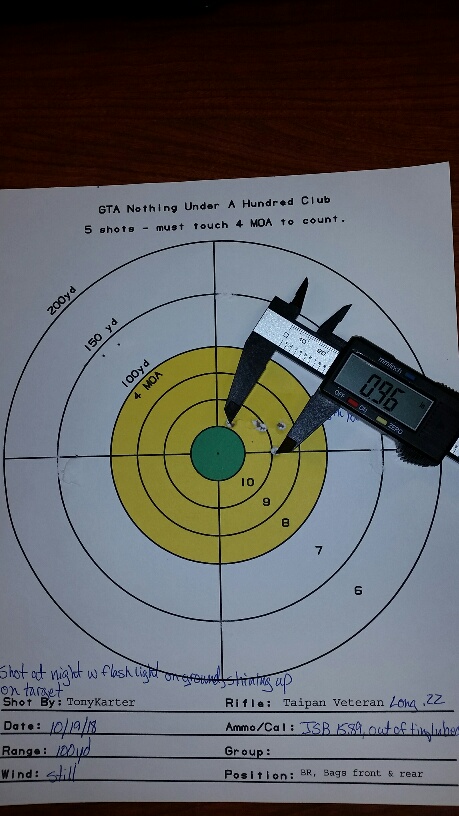 20181019 - 100 yd, at night w zebralight, Taipan Vet Long 22, JSB 15.89, .96 ctc.1638844730.jpg