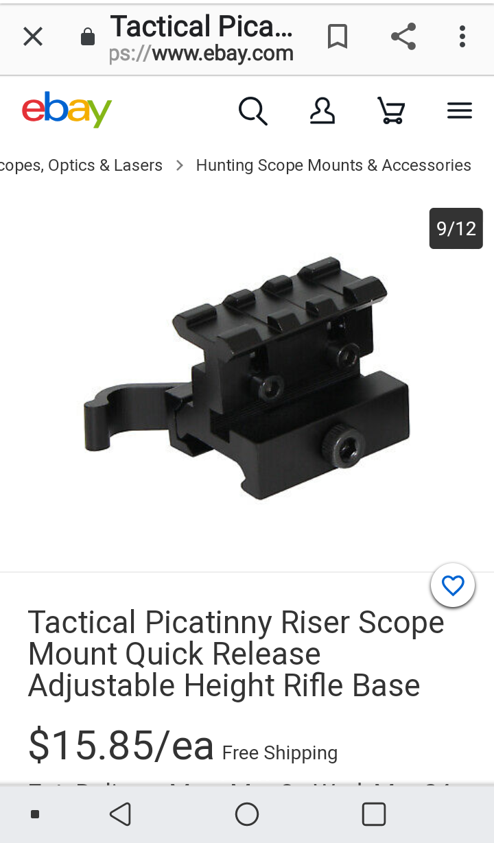 Tactical Picatinny Riser Scope Mount Quick Release Adjustable Height Rifle Base 