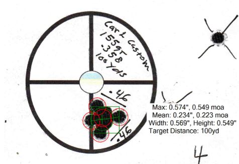 Six shot .357 Slayer best group to date at 100 yards.1610387683.JPG