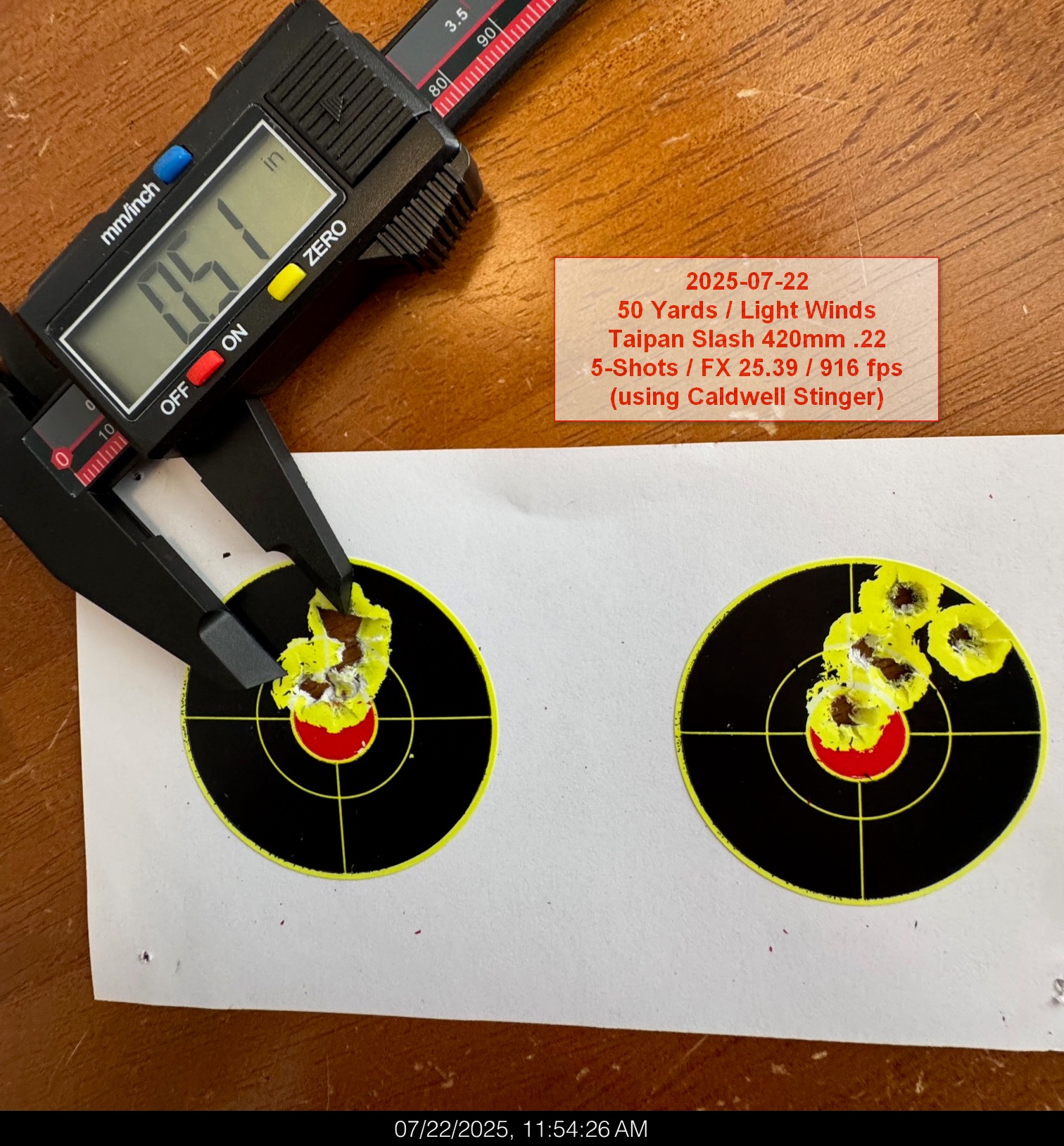 Taipan Slash - 5-Shot Group - 2025-07-22 - Pic 01.jpg