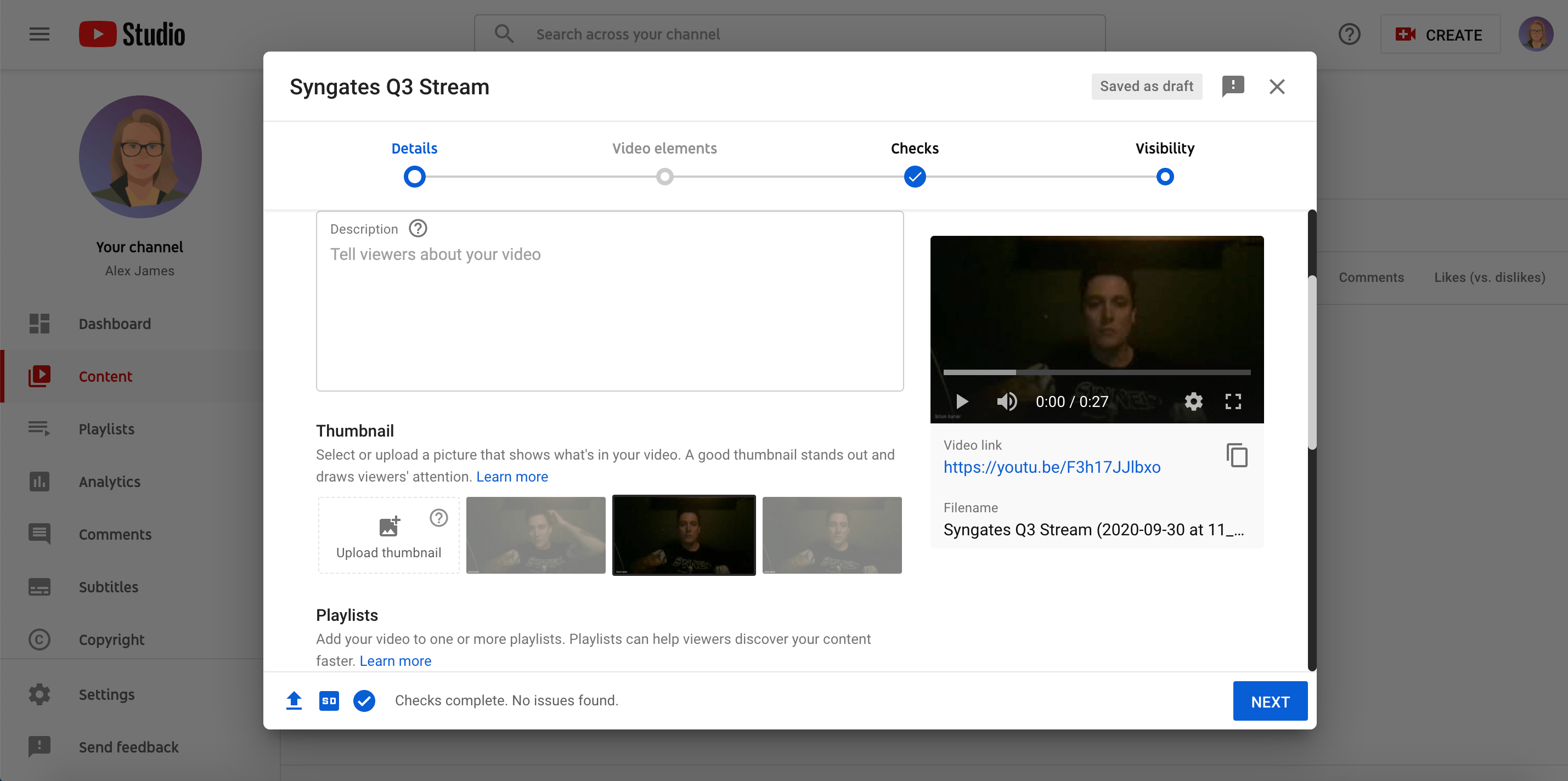 YouTube video details